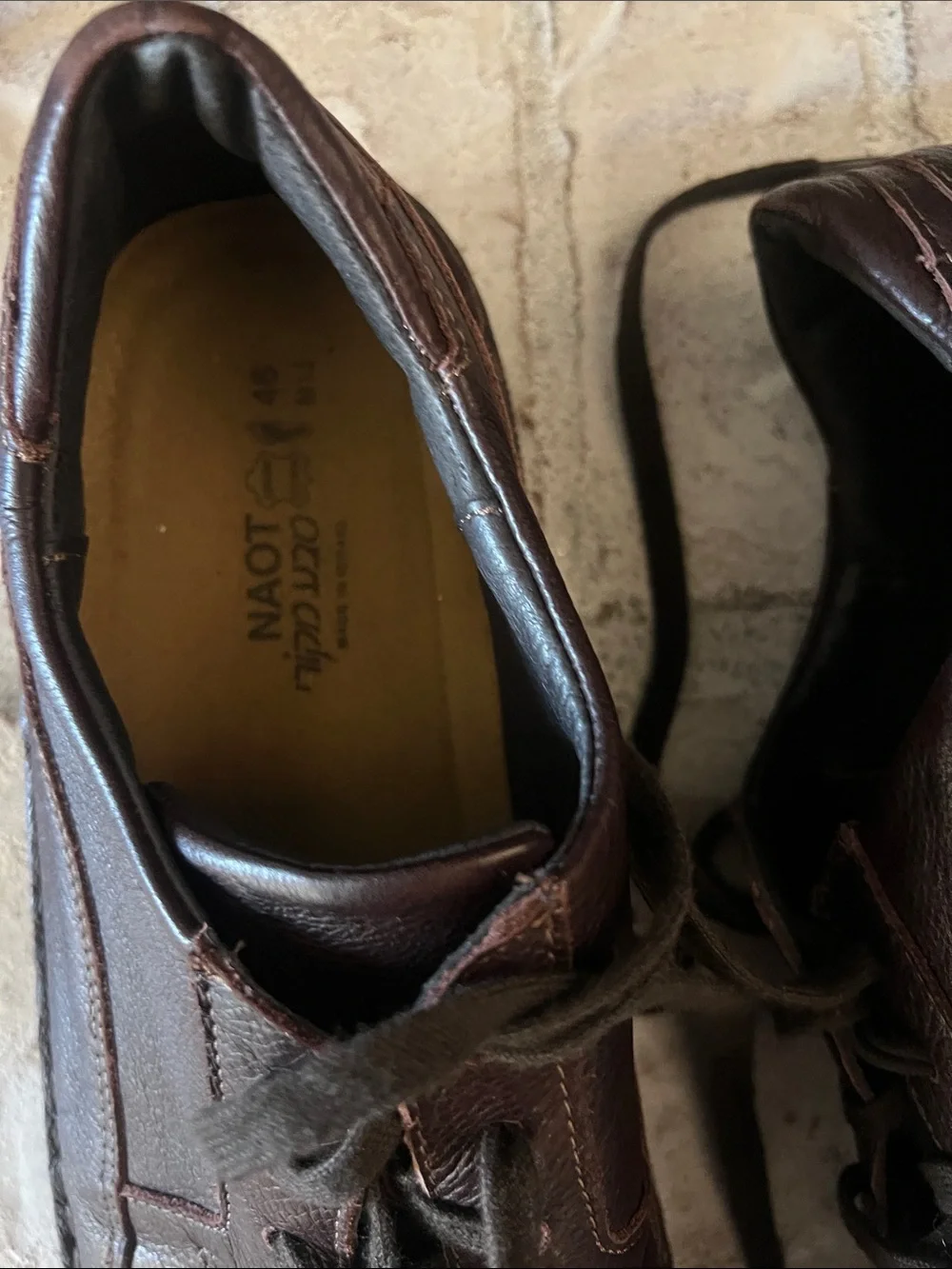 Naot Men's Dark Brown Leather Lace-Up Derby Shoes sz Euro 46